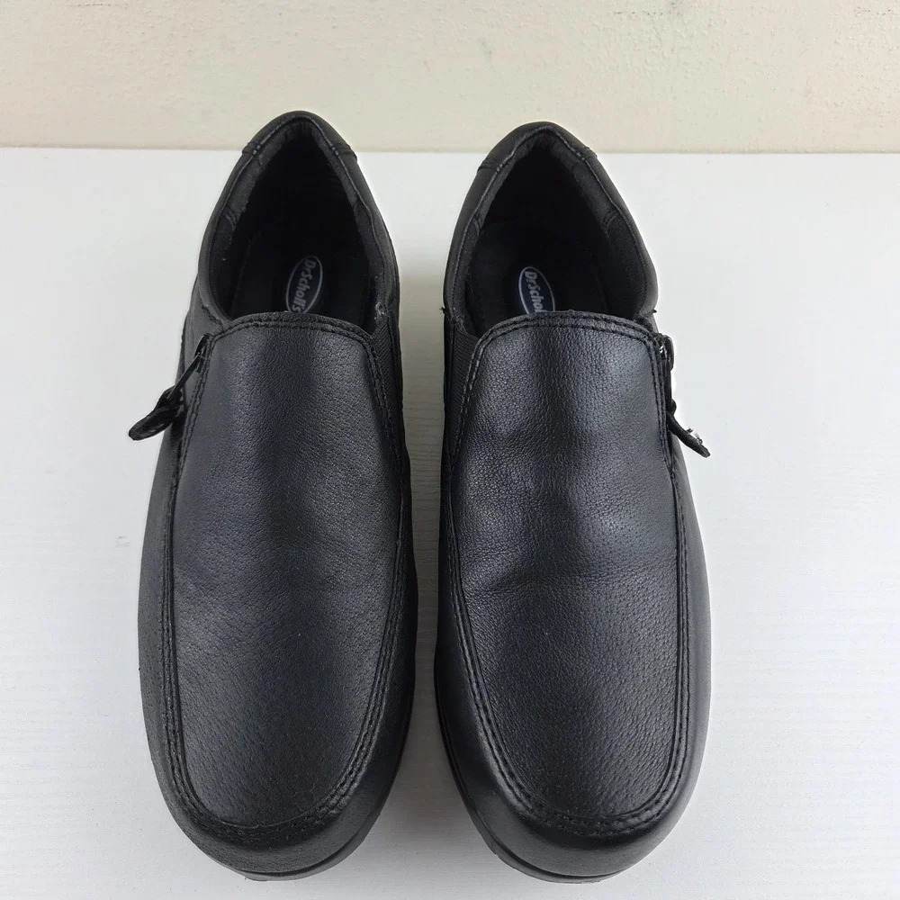 Dr. Scholl's Shoes Black Leather Double Air-Pillo Slip-On Zip Loafers Wmns 10 W
